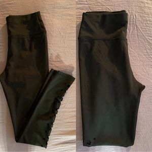 Black workout leggings with holes design on the sides